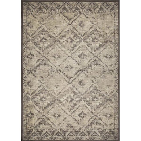 Homeroots 8 x 11 ft. Gray & Beige Distressed Diamond Area Rug 475582 - main